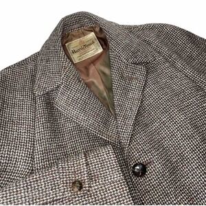 50s Harris Tweed Overcoat Mens 38 L Raglan Barleycorn Donegal Fleck Richman Bros